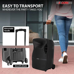 5 Core Party Speaker Portable PA System 2Pcs + 2 Wireless Microphone Bluetooth Loud Subwoofer Active Powered DJ Karaoke Machine for Studio Indoor Outdoor Use Include Stand Active Home 15 2-MIC 2PCS