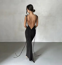 Elegant Backless Strap Maxi Dress - Sexy Ruched Party Outfit for Women