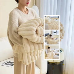 Soft Double-Sided Velvet Rabbit Fur Blanket - Thick & Warm