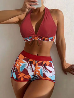 VigoBreviya Print Tied Halter Swimwear Women Sexy High Waist