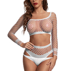 Sexy Women Long Sleeve Mesh Lingerie Set