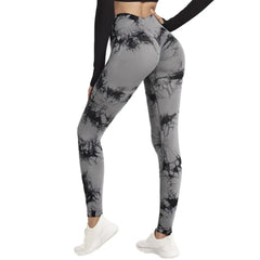 Women's Fashionable Simple Tie-dye Printed High Waist Hip Lift Sports Running Fitness Pants