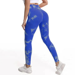 Women's Fashionable Simple Tie-dye Printed High Waist Hip Lift Sports Running Fitness Pants