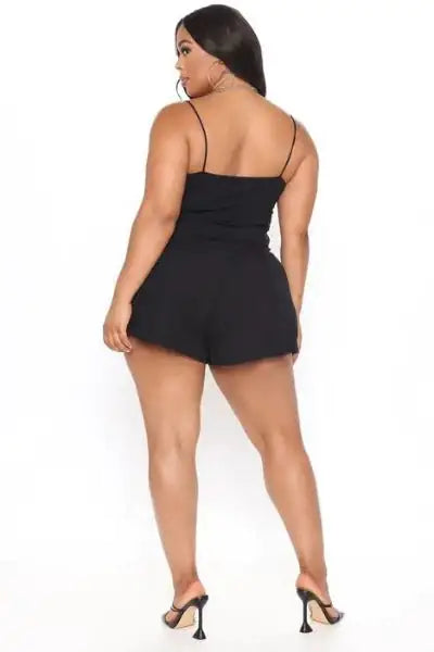 Women Black Romper Thin Strap