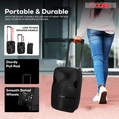 5 CORE 8 Inch TWS PAIR Bluetooth Party Speakers 250 Watt Portable Karaoke PA System Rechargeable Loud Speaker + Tripod Stand & 2x Wireless Mics LED Light Active Home 8 2-MIC