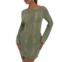 Puloru Sexy Knitted Cutout Short Dress