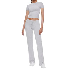 Women Solid Color T-shirt Casual Pants Suit