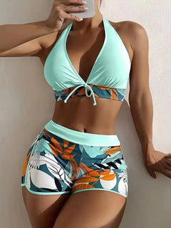 VigoBreviya Print Tied Halter Swimwear Women Sexy High Waist