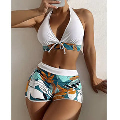 VigoBreviya Print Tied Halter Swimwear Women Sexy High Waist