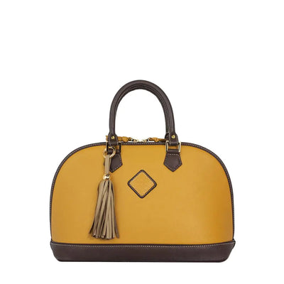 Antonia Leather Handbag- Goldenrod/Chocolate